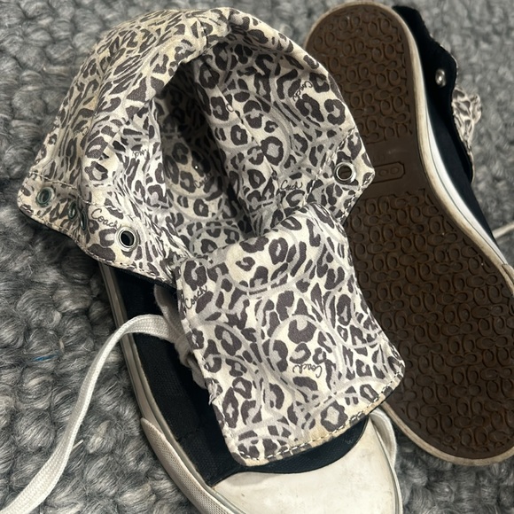 Coach Black “Bonney” Cheetah Logo Printed High Top Sneakers Size 6 - Picture 7 of 8